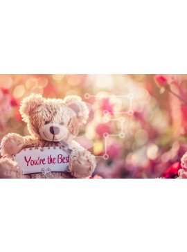 Intra Συλλεκτικό Ξύλινο Παζλ Plywood  4mm - Teddy Bear που περιβάλλεται από ροζ λουλούδια με το σύμβολο «Είσαι ο καλύτερος». Σε Ξύλινο Κουτί - Διαστάσεις Puzzle: 10x10 cm – 25 κομμάτια