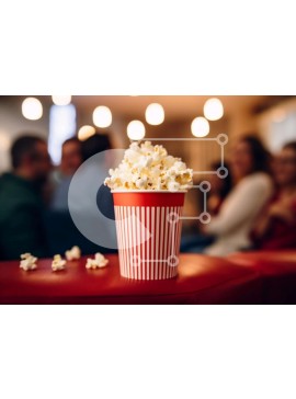 Σετ των 2 Intra Συλλεκτικό Ξύλινο Παζλ Plywood  4mm - Ποπ κορν σε πορτοκαλί καναπέ με κόσμο Σε Ξύλινο Κουτί - Διαστάσεις: 10x10 cm – 25 κομμάτια