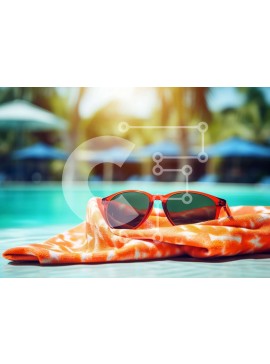 Intra Συλλεκτικό Ξύλινο Παζλ Plywood  4mm - Καλοκαιρινή χαλάρωση δίπλα στην πισίνα Σε Ξύλινο Κουτί - Διαστάσεις Puzzle: 10x10 cm – 25 κομμάτια