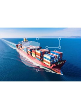 Intra Συλλεκτικό Ξύλινο Παζλ Plywood  4mm - Αεροφωτογραφία του πλοίου εμπορευματοκιβωτίων που πλέει στον ωκεανό Σε Ξύλινο Κουτί - Διαστάσεις Puzzle: 10x10 cm – 25 κομμάτια