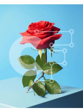 Intra Συλλεκτικό Ξύλινο Παζλ Plywood  4mm - Κόκκινο τριαντάφυλλο στον μπλε κύβο Σε Ξύλινο Κουτί - Διαστάσεις: 10x10 cm – 25 κομμάτια