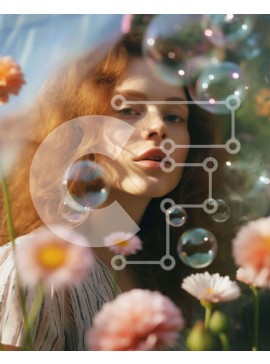 Intra Συλλεκτικό Ξύλινο Παζλ Plywood  4mm - Νεαρή γυναίκα με λουλούδια και σαπουνόφουσκες Σε Ξύλινο Κουτί - Διαστάσεις: 10x10 cm – 25 κομμάτια