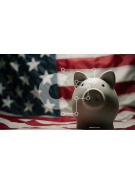 Intra Συλλεκτικό Ξύλινο Παζλ Plywood  4mm - Λευκός κουμπαράς με αμερικανική σημαία Σε Ξύλινο Κουτί - Διαστάσεις Puzzle: 10x10 cm – 25 κομμάτια