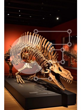 Intra Συλλεκτικό Ξύλινο Παζλ Plywood  4mm - Έκθεση Ξύλινου Σκελετού Δεινοσαύρων Σε Ξύλινο Κουτί - Διαστάσεις Puzzle: 10x10 cm – 25 κομμάτια