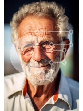 Intra Συλλεκτικό Ξύλινο Παζλ Plywood  4mm - Ηλικιωμένος άνδρας που χαμογελά σε εξωτερικούς χώρους με φίλους ή οικογένεια Σε Ξύλινο Κουτί - Διαστάσεις Puzzle: 10x10 cm – 25 κομμάτια