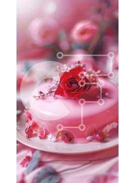 Intra Συλλεκτικό Ξύλινο Παζλ Plywood  4mm - Κομψή ροζ τούρτα με τριαντάφυλλα Σε Ξύλινο Κουτί - Διαστάσεις: 10x10 cm – 25 κομμάτια