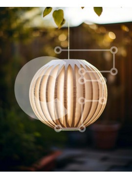 Intra Συλλεκτικό Ξύλινο Παζλ Plywood  4mm - Λευκό χαρτί φωτιστικό με φυτά σε γλάστρες Σε Ξύλινο Κουτί - Διαστάσεις Puzzle: 10x10 cm – 25 κομμάτια