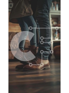 Intra Συλλεκτικό Ξύλινο Παζλ Plywood  4mm - Άνθρωποι που παίζουν στο ξύλινο πάτωμα με το παιδί Σε Ξύλινο Κουτί - Διαστάσεις Puzzle: 10x10 cm – 25 κομμάτια