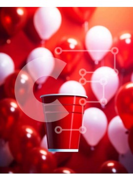 Intra Συλλεκτικό Ξύλινο Παζλ Plywood  4mm - Κόκκινο κύπελλο και μπαλόνια για εκδηλώσεις και γιορτές Σε Ξύλινο Κουτί - Διαστάσεις Puzzle: 10x10 cm – 25 κομμάτια