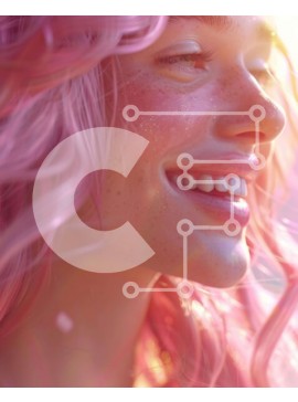 Intra Συλλεκτικό Ξύλινο Παζλ Plywood  4mm - Γυναίκα με ροζ μαλλιά που χαμογελά στο φως του ήλιου Σε Ξύλινο Κουτί - Διαστάσεις Puzzle: 10x10 cm – 25 κομμάτια