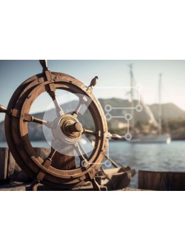 Intra Συλλεκτικό Ξύλινο Παζλ Plywood  4mm - Ξύλινος τροχός πλοίου στην αποβάθρα με βάρκες Σε Ξύλινο Κουτί - Διαστάσεις Puzzle: 10x10 cm – 25 κομμάτια