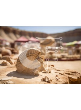 Intra Συλλεκτικό Ξύλινο Παζλ Plywood  4mm - Απολίθωμα αμμωνίτη που παρουσιάζεται στην έκθεση της ερήμου Σε Ξύλινο Κουτί - Διαστάσεις: 10x10 cm – 25 κομμάτια