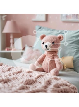 Intra Συλλεκτικό Ξύλινο Παζλ Plywood  4mm - Ροζ αρκουδάκι στο κρεβάτι Σε Ξύλινο Κουτί - Διαστάσεις: 10x10 cm – 25 κομμάτια