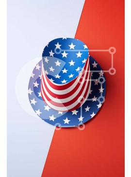 Intra Συλλεκτικό Ξύλινο Παζλ Plywood  4mm - Χάρτινο καπέλο κόκκινο, λευκό και μπλε με σχέδιο αμερικανικής σημαίας Σε Ξύλινο Κουτί - Διαστάσεις Puzzle: 10x10 cm – 25 κομμάτια