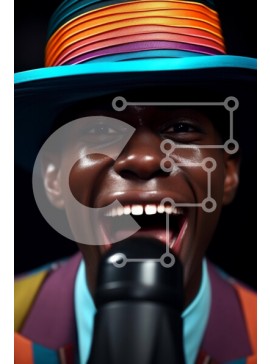 Intra Συλλεκτικό Ξύλινο Παζλ Plywood  4mm - Ενεργητικός μαύρος που τραγουδά με πολύχρωμο καπέλο και μικρόφωνο Σε Ξύλινο Κουτί - Διαστάσεις Puzzle: 10x10 cm – 25 κομμάτια