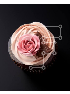 Σετ των 2 Intra Συλλεκτικό Ξύλινο Παζλ Plywood  4mm - Κομψό Cupcake με Ροζ Τριαντάφυλλο Σε Ξύλινο Κουτί - Διαστάσεις: 10x10 cm – 25 κομμάτια