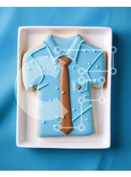 Σετ των 2 Intra Συλλεκτικό Ξύλινο Παζλ Plywood  4mm - Κομψό μπισκότο πουκάμισου και γραβάτας σε λευκό πιάτο Σε Ξύλινο Κουτί - Διαστάσεις: 10x10 cm – 25 κομμάτια