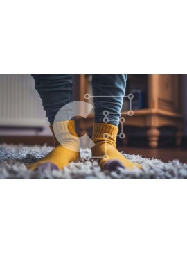 Intra Συλλεκτικό Ξύλινο Παζλ Plywood  4mm - Άτομο με κίτρινες κάλτσες που στέκεται σε δάπεδο με μοκέτα Σε Ξύλινο Κουτί - Διαστάσεις Puzzle: 10x10 cm – 25 κομμάτια