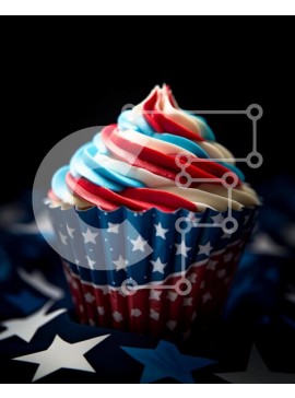 Σετ των 2 Intra Συλλεκτικό Ξύλινο Παζλ Plywood  4mm - Πατριωτικό Cupcake με Κόκκινο, Λευκό και Μπλε γλάσο Σε Ξύλινο Κουτί - Διαστάσεις: 10x10 cm – 25 κομμάτια
