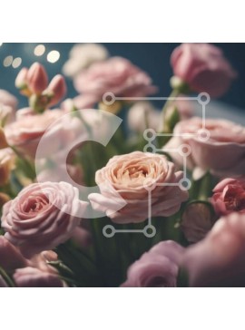 Σετ των 2 Intra Συλλεκτικό Ξύλινο Παζλ Plywood  4mm - Μπουκέτο με ροζ και λευκά τριαντάφυλλα σε ανοιχτό βάζο με ρομαντικά φώτα Σε Ξύλινο Κουτί - Διαστάσεις: 10x10 cm – 25 κομμάτια