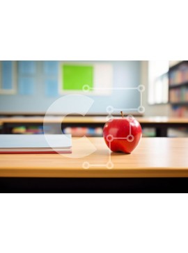 Intra Συλλεκτικό Ξύλινο Παζλ Plywood  4mm - Ξύλινο γραφείο με μήλο και βιβλίο στην τάξη Σε Ξύλινο Κουτί - Διαστάσεις Puzzle: 10x10 cm – 25 κομμάτια