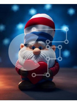 Intra Συλλεκτικό Ξύλινο Παζλ Plywood  4mm - Toy Gnome που γιορτάζει την 4η Ιουλίου με αμερικανική σημαία Σε Ξύλινο Κουτί - Διαστάσεις Puzzle: 10x10 cm – 25 κομμάτια