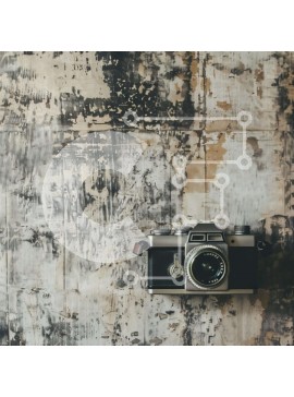 Intra Συλλεκτικό Ξύλινο Παζλ Plywood  4mm - Vintage κάμερα στον τοίχο Grungy Σε Ξύλινο Κουτί - Διαστάσεις Puzzle: 10x10 cm – 25 κομμάτια