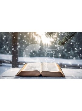 Intra Συλλεκτικό Ξύλινο Παζλ Plywood  4mm - Ανοιχτή Βίβλος σε ξύλινο τραπέζι σε χιονισμένο τοπίο Σε Ξύλινο Κουτί - Διαστάσεις Puzzle: 10x10 cm – 25 κομμάτια