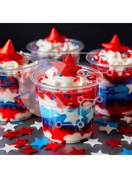 Σετ των 2 Intra Συλλεκτικό Ξύλινο Παζλ Plywood  4mm - Επιδόρπια με πατριωτικό θέμα για τη γιορτή της 4ης Ιουλίου Σε Ξύλινο Κουτί - Διαστάσεις: 10x10 cm – 25 κομμάτια