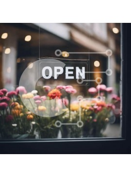 Intra Συλλεκτικό Ξύλινο Παζλ Plywood  4mm - Παράθυρο επίδειξης λουλουδιών με ανοιχτή πινακίδα και φυτά σε γλάστρες Σε Ξύλινο Κουτί - Διαστάσεις Puzzle: 10x10 cm – 25 κομμάτια