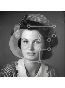 Intra Συλλεκτικό Ξύλινο Παζλ Plywood  4mm - Ηλικιωμένη γυναίκα με κορδέλα με κουκκίδες Σε Ξύλινο Κουτί - Διαστάσεις Puzzle: 10x10 cm – 25 κομμάτια