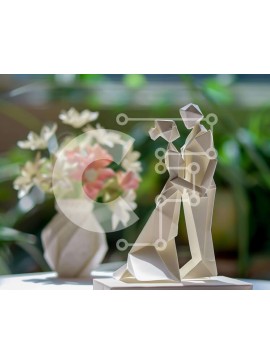 Intra Συλλεκτικό Ξύλινο Παζλ Plywood  4mm - Κομψό γλυπτό Origami ενός ζευγαριού με διακοσμητικό θέμα Σε Ξύλινο Κουτί - Διαστάσεις Puzzle: 10x10 cm – 25 κομμάτια