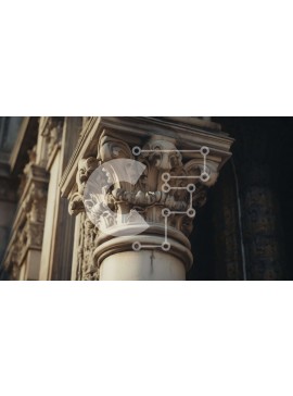 Intra Συλλεκτικό Ξύλινο Παζλ Plywood  4mm - Περίτεχνα σκαλισμένη στήλη στο κτίριο Σε Ξύλινο Κουτί - Διαστάσεις Puzzle: 10x10 cm – 25 κομμάτια