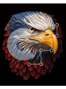 Σετ των 2 Intra Συλλεκτικό Ξύλινο Παζλ Plywood  4mm - Κεφάλι Αετού με Κόκκινα, Λευκά και Μπλε Φτερά Σε Ξύλινο Κουτί - Διαστάσεις: 10x10 cm – 25 κομμάτια