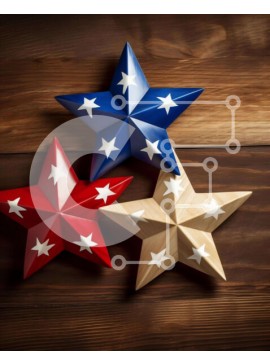 Intra Συλλεκτικό Ξύλινο Παζλ Plywood  4mm - Πατριωτικά Ξύλινα Αστέρια Σε Ξύλινο Κουτί - Διαστάσεις Puzzle: 10x10 cm – 25 κομμάτια