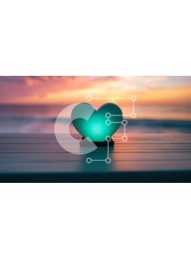 Intra Συλλεκτικό Ξύλινο Παζλ Plywood  4mm - Λάμπα σε σχήμα καρδιάς στο ηλιοβασίλεμα πάνω από τον ωκεανό Σε Ξύλινο Κουτί - Διαστάσεις Puzzle: 10x10 cm – 25 κομμάτια