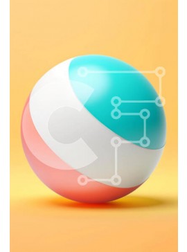 Intra Συλλεκτικό Ξύλινο Παζλ Plywood  4mm - Πολύχρωμη μπάλα παραλίας σε πορτοκαλί φόντο Σε Ξύλινο Κουτί - Διαστάσεις Puzzle: 10x10 cm – 25 κομμάτια