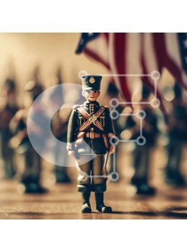 Intra Συλλεκτικό Ξύλινο Παζλ Plywood  4mm - Παιχνίδι στρατιώτης με αμερικανική σημαία Σε Ξύλινο Κουτί - Διαστάσεις Puzzle: 10x10 cm – 25 κομμάτια