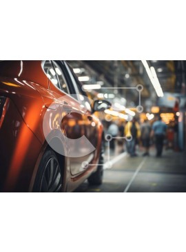 Intra Συλλεκτικό Ξύλινο Παζλ Plywood  4mm - Πορτοκαλί αυτοκίνητο στο εργοστάσιο με ανθρώπους Σε Ξύλινο Κουτί - Διαστάσεις Puzzle: 10x10 cm – 25 κομμάτια