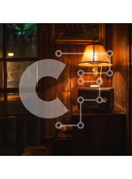 Intra Συλλεκτικό Ξύλινο Παζλ Plywood  4mm - Ρύθμιση vintage δωματίου με ρετρό λάμπα, παλιό ραδιόφωνο και βιβλία Σε Ξύλινο Κουτί - Διαστάσεις Puzzle: 10x10 cm – 25 κομμάτια