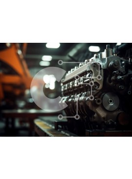 Intra Συλλεκτικό Ξύλινο Παζλ Plywood  4mm - Μεγάλος κινητήρας σε συνεργείο αυτοκινήτων Σε Ξύλινο Κουτί - Διαστάσεις Puzzle: 10x10 cm – 25 κομμάτια