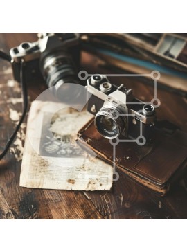 Intra Συλλεκτικό Ξύλινο Παζλ Plywood  4mm - Vintage κάμερες και παλιό βιβλίο Σε Ξύλινο Κουτί - Διαστάσεις Puzzle: 10x10 cm – 25 κομμάτια