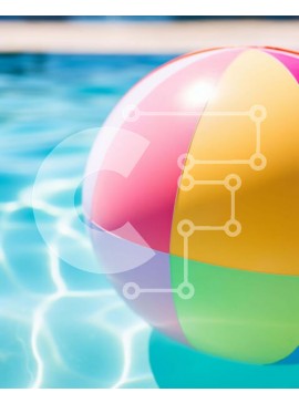 Intra Συλλεκτικό Ξύλινο Παζλ Plywood  4mm - Πολύχρωμη μπάλα παραλίας που επιπλέει στην πισίνα Σε Ξύλινο Κουτί - Διαστάσεις Puzzle: 10x10 cm – 25 κομμάτια