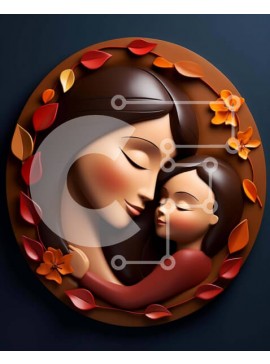 Intra Συλλεκτικό Ξύλινο Παζλ Plywood  4mm - Μητέρα και παιδί αγκαλιάζονται στον κύκλο με θέμα το φθινόπωρο Σε Ξύλινο Κουτί - Διαστάσεις Puzzle: 10x10 cm – 25 κομμάτια