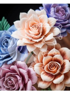 Intra Συλλεκτικό Ξύλινο Παζλ Plywood  4mm - Ομάδα πολύχρωμα τεχνητά λουλούδια Σε Ξύλινο Κουτί - Διαστάσεις: 10x10 cm – 25 κομμάτια