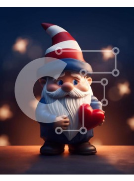 Intra Συλλεκτικό Ξύλινο Παζλ Plywood  4mm - Πατριωτικό ειδώλιο Gnome με καρδιά αμερικανικής σημαίας Σε Ξύλινο Κουτί - Διαστάσεις Puzzle: 10x10 cm – 25 κομμάτια