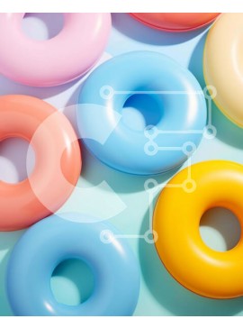 Σετ των 2 Intra Συλλεκτικό Ξύλινο Παζλ Plywood  4mm - Πολύχρωμη πλαστική οθόνη ντόνατς Σε Ξύλινο Κουτί - Διαστάσεις: 10x10 cm – 25 κομμάτια