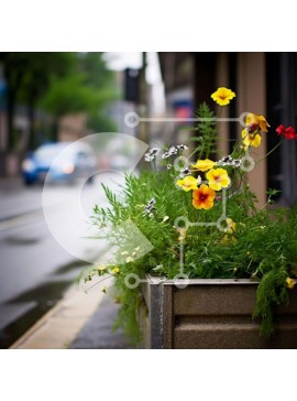 Intra Συλλεκτικό Ξύλινο Παζλ Plywood  4mm - Πολύχρωμο κουτί λουλουδιών στη βροχή Σε Ξύλινο Κουτί - Διαστάσεις: 10x10 cm – 25 κομμάτια