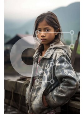 Intra Συλλεκτικό Ξύλινο Παζλ Plywood  4mm - Νεαρό κορίτσι σε υπερυψωμένη ξύλινη πλατφόρμα Σε Ξύλινο Κουτί - Διαστάσεις Puzzle: 10x10 cm – 25 κομμάτια