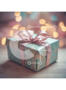 Intra Συλλεκτικό Ξύλινο Παζλ Plywood  4mm - Μπλε κουτί δώρου με ροζ κορδέλα Σε Ξύλινο Κουτί - Διαστάσεις Puzzle: 10x10 cm – 25 κομμάτια